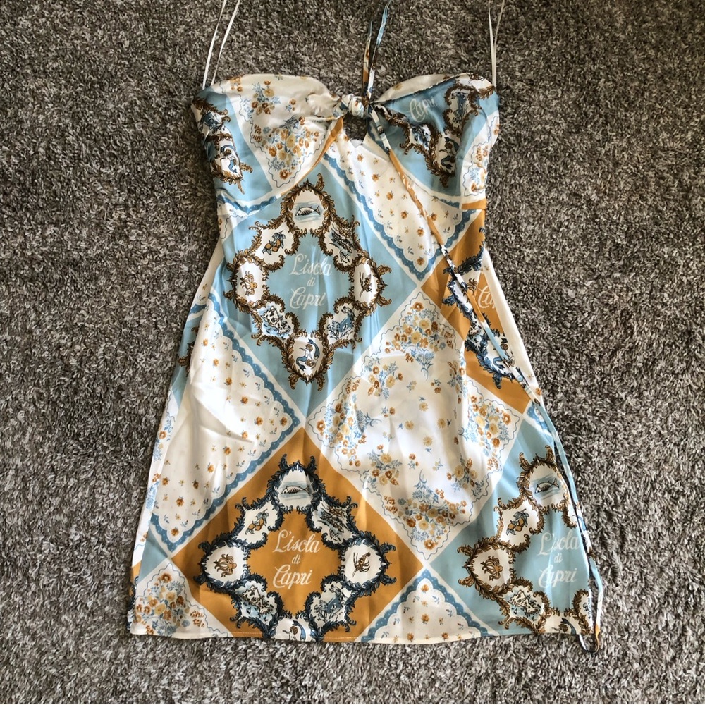 Reformation Sorrentine Silk Mini Dress - L'Isola Di Capri - Picture 3 of 7